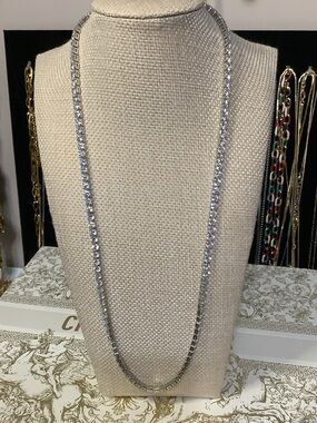 Silver Tennis Chain Necklace - Women Jewelry